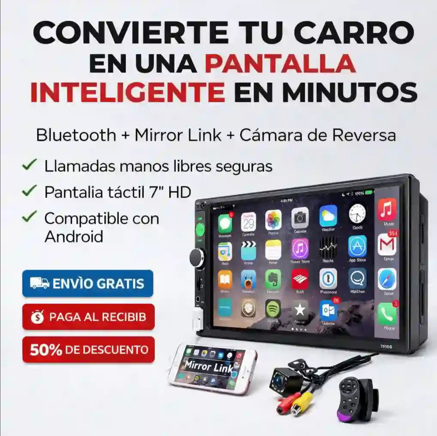 Pantalla Inteligente GPS, música, cámara y llamadas